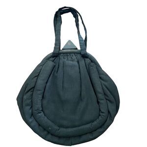 Vintage Handbag Purse Black Faille Crescent Pleated Coin Purse